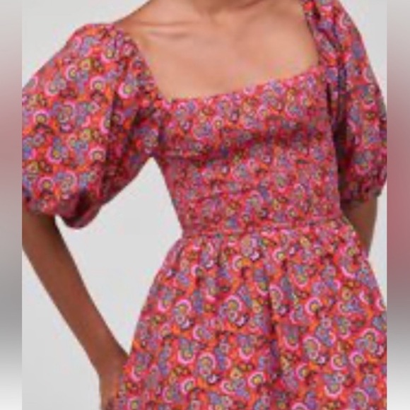 House Of Harlow 1960 Floral Maxi Dress Large Puff Sleeves Cotton Poplin Pink - Picture 3 of 16